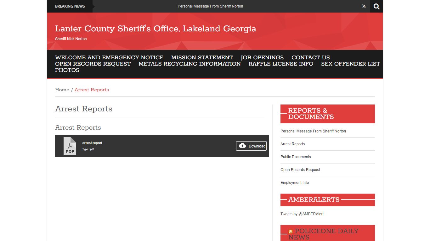 Arrest Reports - Lanier County Sheriff's Office, Lakeland Georgia