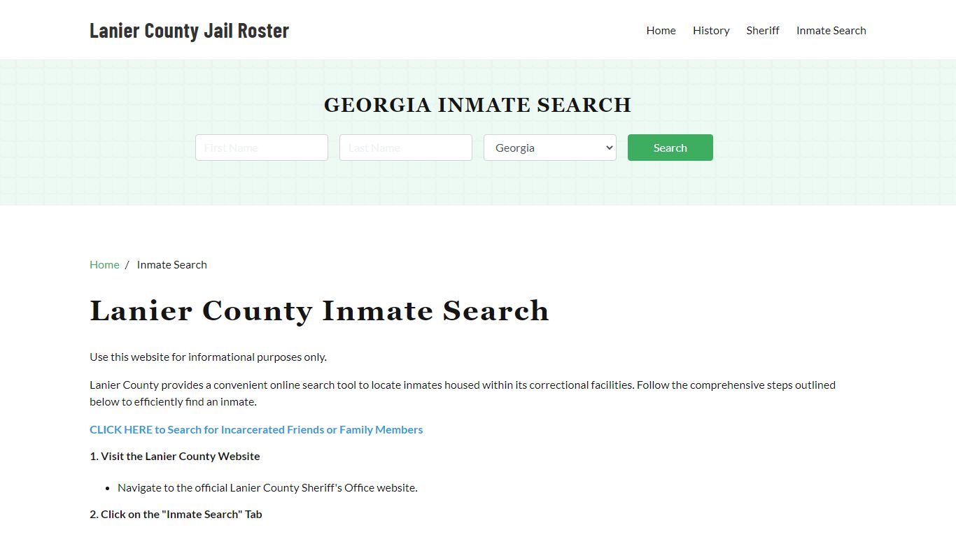 Lanier County, GA Detainee Lookup