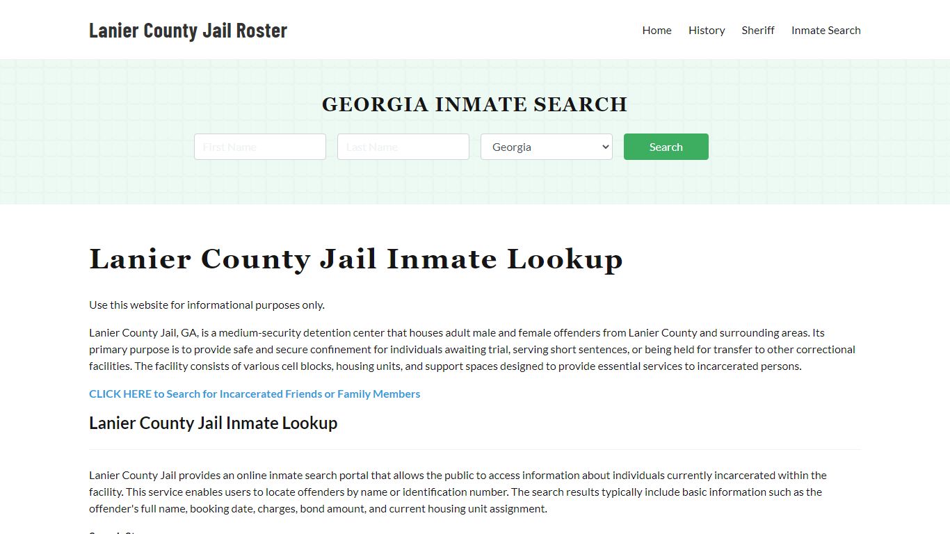 Lanier County Jail Roster Lookup, GA, Inmate Search